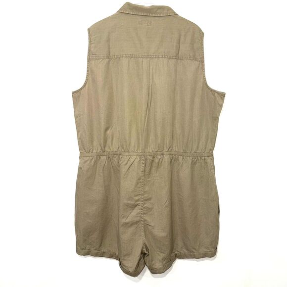 PACT Organic Cotton Sleeveless Romper - Taupe/Tan XXL - Picture 3 of 8